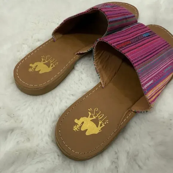 Women's Camel Multicolor Slip On Sandals Boho Size 8 - Picture 5 of 6